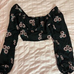 Wild Fable Black and Pink Floral Top